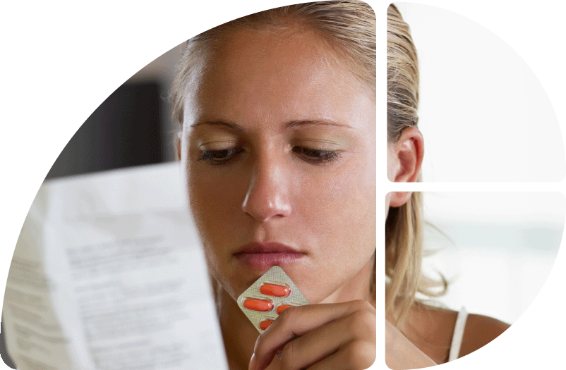 Frau liest Beipackzettel