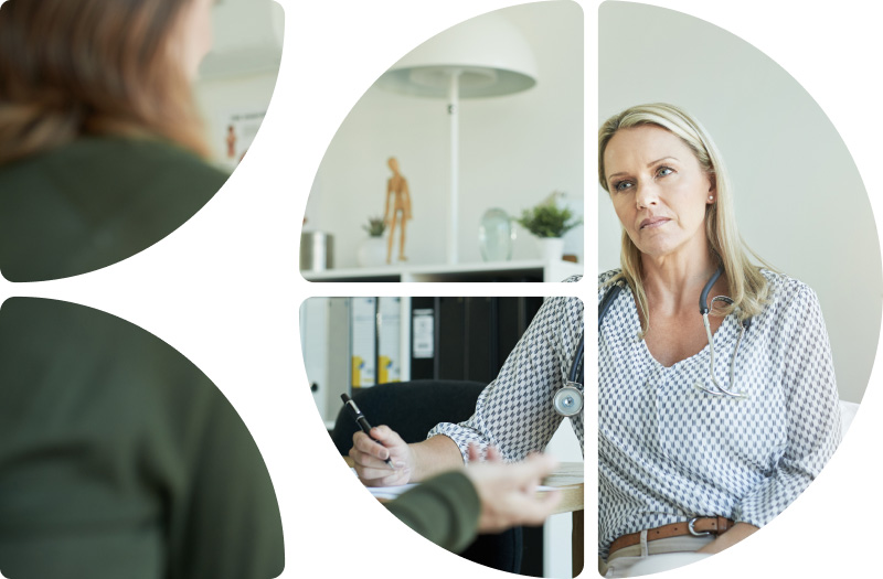 Eine Ärztin im Gespräch mit einer Patientin