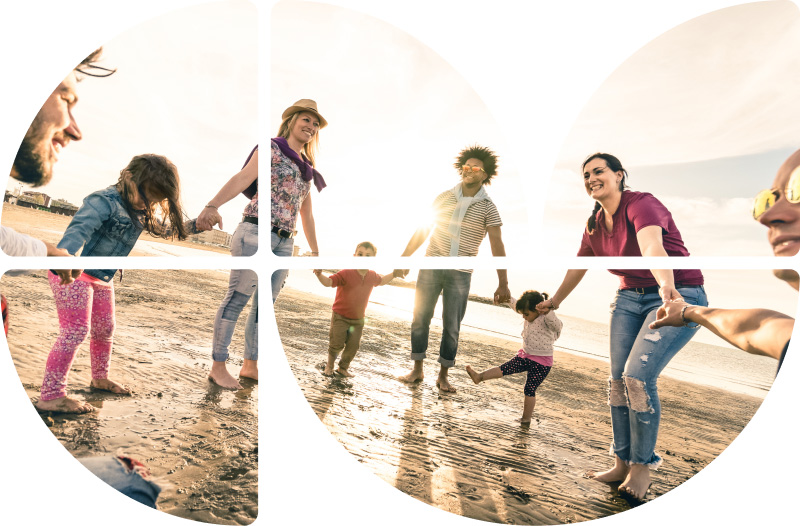 Eine Gruppe von Menschen am Strand 